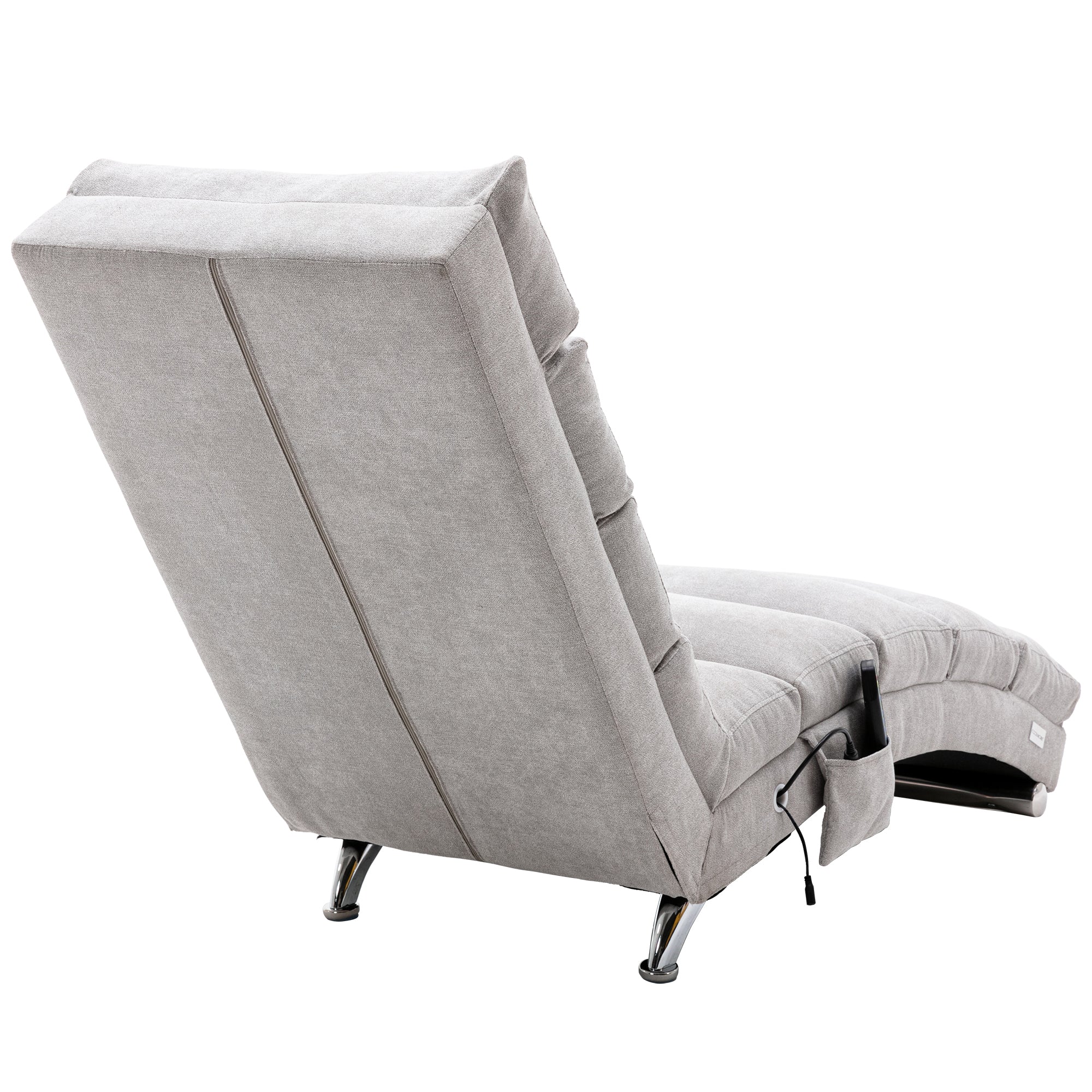 Light Grey Linen Massage Chaise Lounge Indoor with Remote Control, Ergonomic Electric Massage Lounger with 5 Modes - Grand Goldman Shop