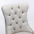 Nikki Collection Modern, High-end Tufted Solid Wood Contemporary Flax Upholstered Dining Chair with Wood Legs Nailhead Trim 2-Pcs Set,Gray, SW6801BG - Grand Goldman Shop