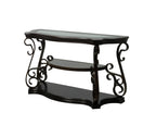 Sofa Table, Glass table top, MDF W/marble paper middle shelf, powder coat finish metal legs. (54'Lx20'Wx30'H) - Grand Goldman Shop