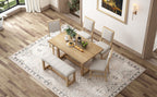 TREXM 6-Piece Retro Dining Table Set for 6, 60' Wood Kitchen Table and Chairs Set of 4 with Bench Designed Trestle Base for kitchen & Dining Room (Natural) - Grand Goldman Shop