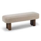 Indoor Khaki Boucle Dining Bench with Walnut Color Legs, 51.57'L Upholstered Seating for Kitchen, Dining Room and Living Space,250lbs Capacity - Grand Goldman Shop
