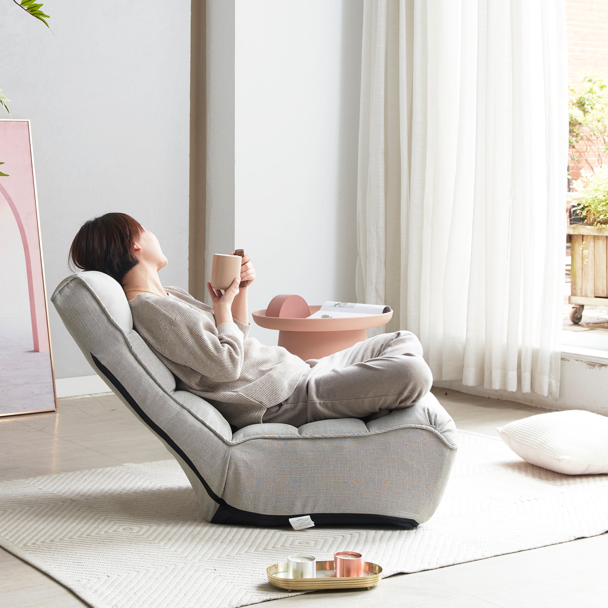 Adjustable Gray Metal Reclining Chair for Living Room and Balcony - Grand Goldman Shop