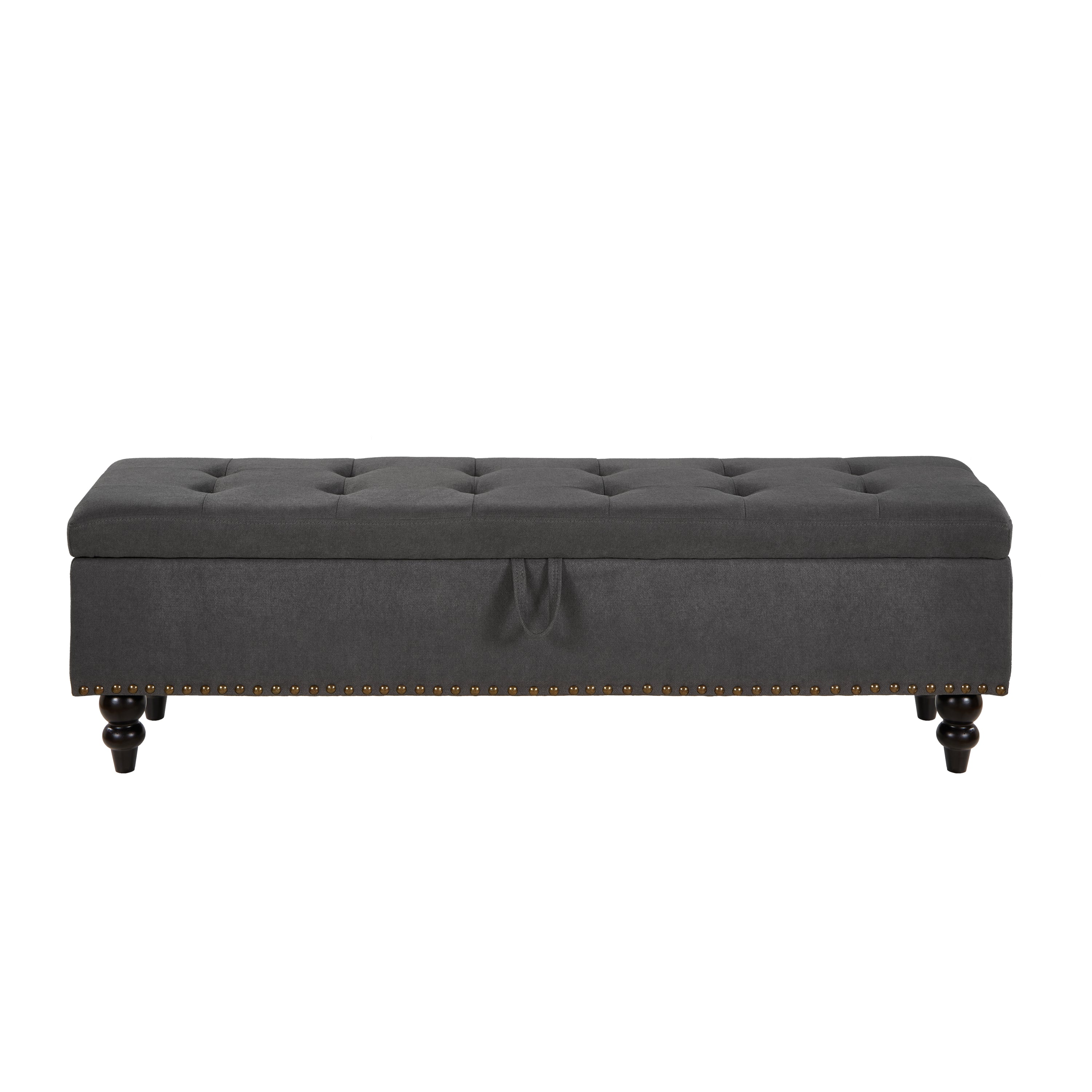 59' Bed Bench with Storage Grey Fabric - Grand Goldman Shop
