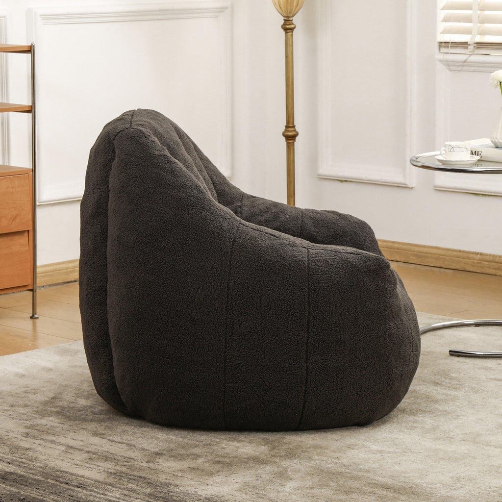 Comfy Bean Bag Chair with Memory Foam Filler – Tufted Soft Stuffed Bean Bag Sofa for Dorm, Apartment, or Living Room – Dark Gray - Grand Goldman Shop