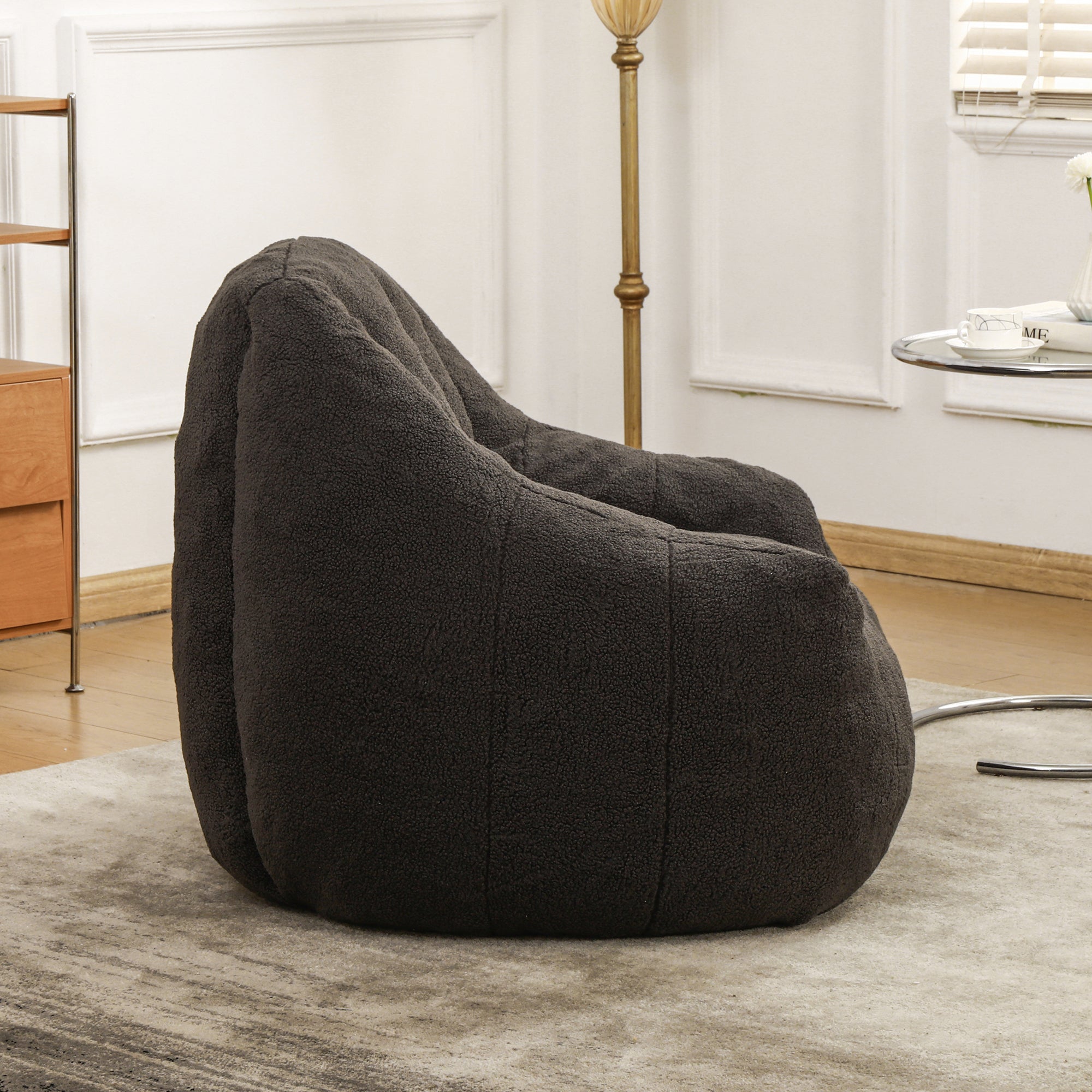 Comfy Bean Bag Chair with Memory Foam Filler – Tufted Soft Stuffed Bean Bag Sofa for Dorm, Apartment, or Living Room – Dark Gray - Grand Goldman Shop