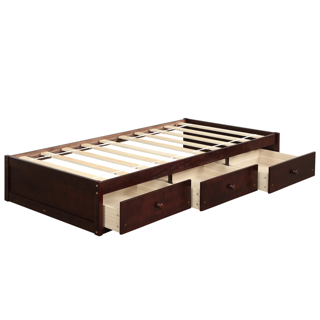 Orisfur. Twin Size Platform Storage Bed with 3 Drawers - Grand Goldman Shop