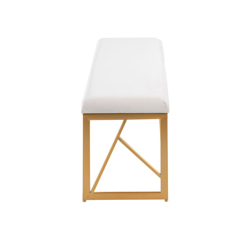 Folia Glam Metal Bench in Gold Steel and White Velvet by - Grand Goldman Shop