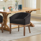 Mid Century Modern Upholstered Barrel Dining Chairs with Arms,Farmhouse Linen Kitchen & Dining Room Chairs with Natural Hardwood Frame, 19' W Accent Chairs,Single Pack,Charcoal Gray,SW1891BK - Grand Goldman Shop