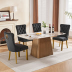 Mid-Century Modern Chairs with Lion Head Pull Ring,High-end Tufted Solid Wood Contemporary Velvet Upholstered Dining Chair with Golden Wooden Legs Nailhead Trim 2-Pcs Set,Black,SW1201BK - Grand Goldman Shop
