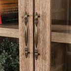 Library Hutch with Glass Doors, Brown finish | Premium Home Decor - Grand Goldman