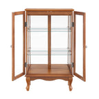 2 Doors Curio Cabinet with Tempered Glass Doors, Curio Cabinets with Mirrored Back Panel and Adjustable Shelves, Lighted Display Cabinet for Home, Office Light Bulb Included Oak - Grand Goldman Shop