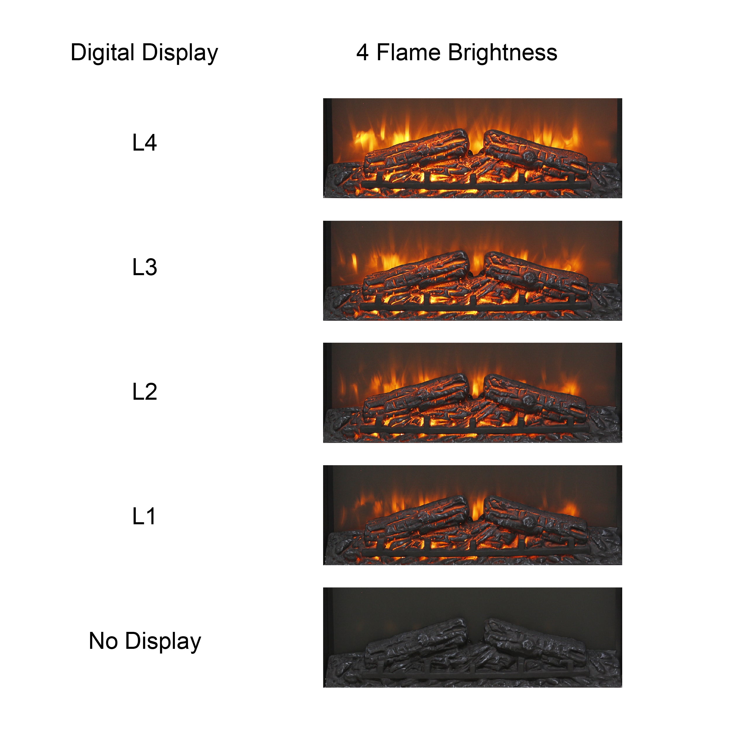26 inch electric fireplace insert, ultra thin heater with log set & realistic flame, remote control with timer, overheating protection - Grand Goldman Shop