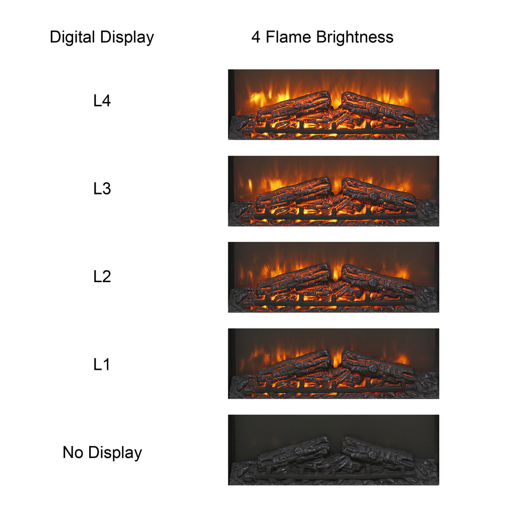 23 inch electric fireplace insert, ultra thin heater with log set & realistic flame, remote control with timer, overheating protection - Grand Goldman Shop