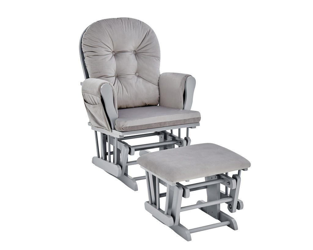 Mason Glider and Ottoman Gray Wood and Light Gray Fabric - Grand Goldman Shop
