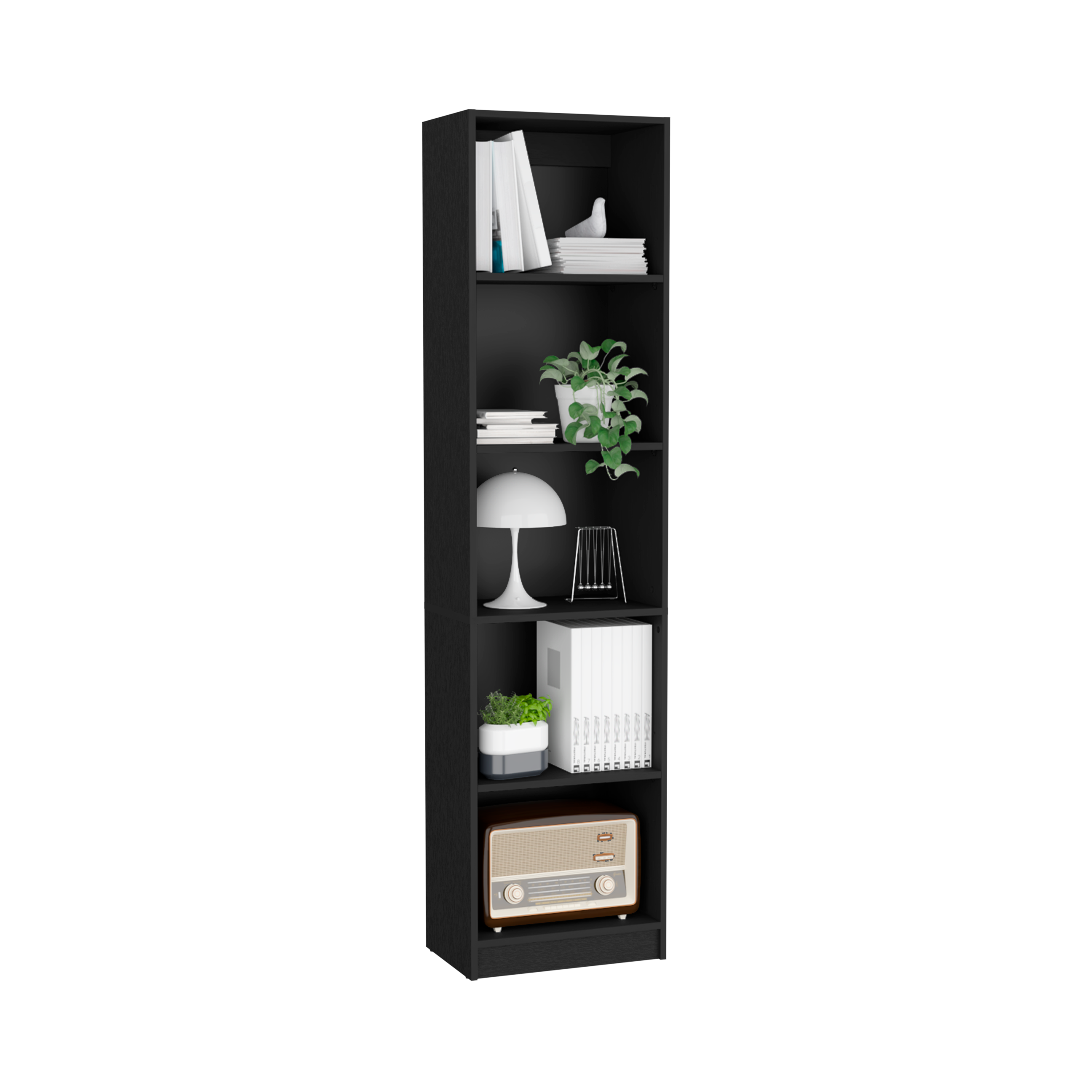 Bookcase Compact Bookshelf with Multiple Shelves, Black - Grand Goldman