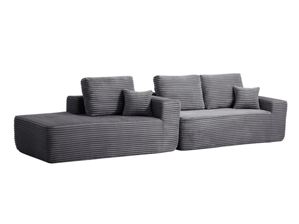 104' Cloud Sectional Sofa with L-Shape Chaise and Side Pockets , Modern Modular Design, Deep Seating, Upholstered Couch for Living Room/Bedroom, No Assembly Required (Plush Fabric), Grey, Left-facing - Grand Goldman Shop