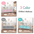 Kids bookcase with Collapsible Fabric Drawers, Children's Book Display, Toy Storage Cabinet Organizer, White/Blue - Grand Gol