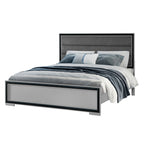 Adelaide Grey Black 5 Piece Queen Bedroom Set with Upholstered Headboard and LED Lighting - Grand Goldman Shop