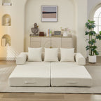 Comfy Convertible Folding Mattress Couch, Floor Sofa Bed, Chenille Floor Sofa with Armrest, Floor Sofa Lounge Couch for Living Room Bedroom Lounge Studio-Beige - Grand Goldman Shop