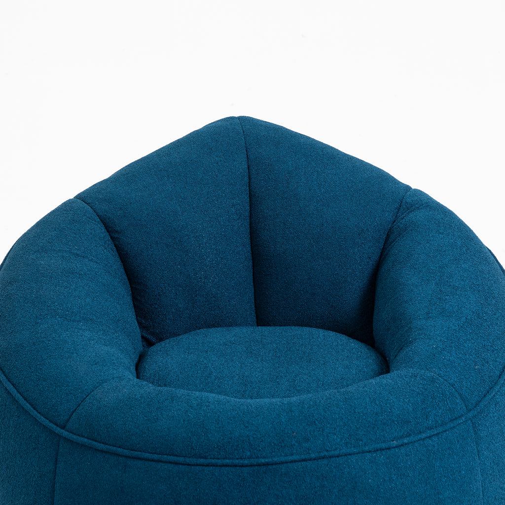 Bedding Bean Bag Sofa Chair with High-Pressure Foam and Footrest, Blue Microfiber - Grand Goldman Shop