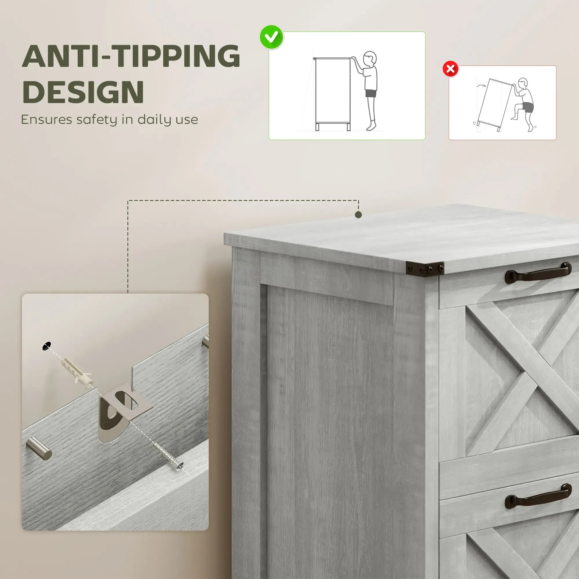 Farmhouse Office Storage Cabinet File Cabinet with 2 Drawers - Grand Goldman
