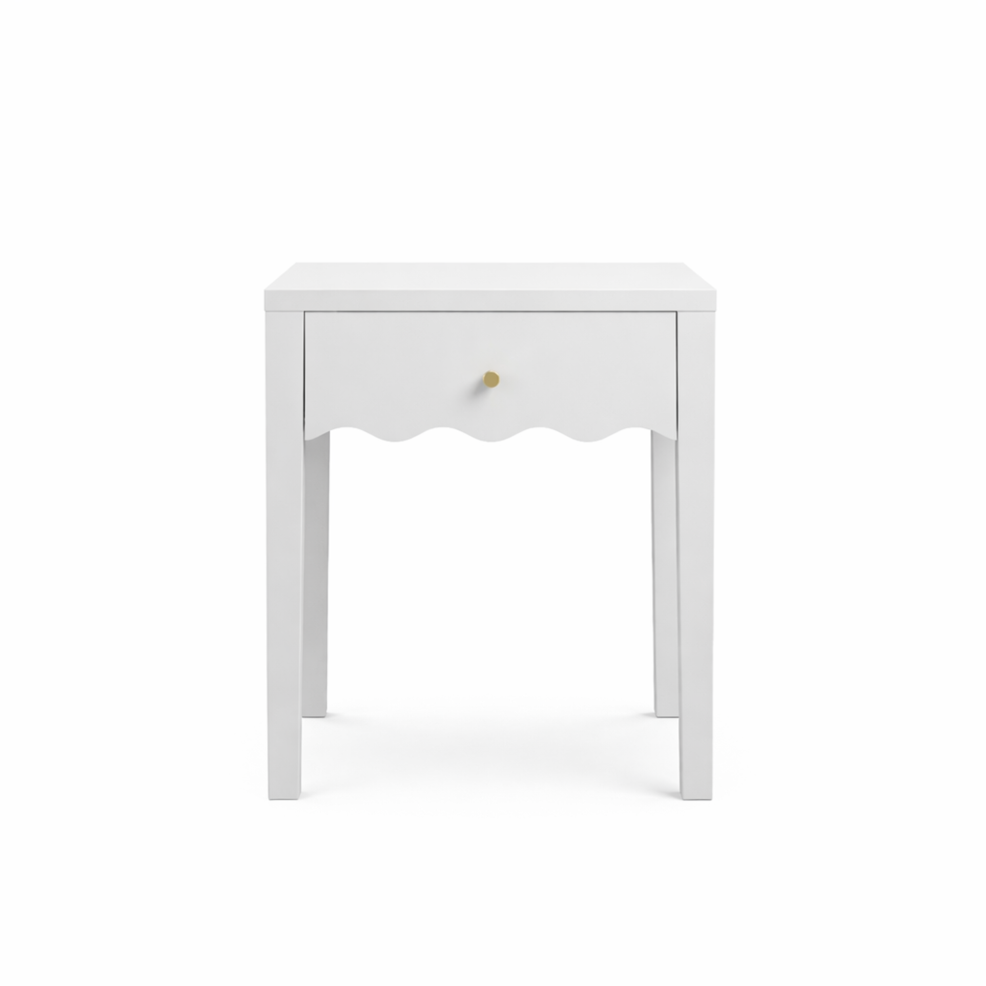 White Nightstand with Drawer, Modern Bedside Table with Wavy Apron Design, Compact End Table for Bedroom Living Room, Small Side Table with Storage - Grand Goldman Shop