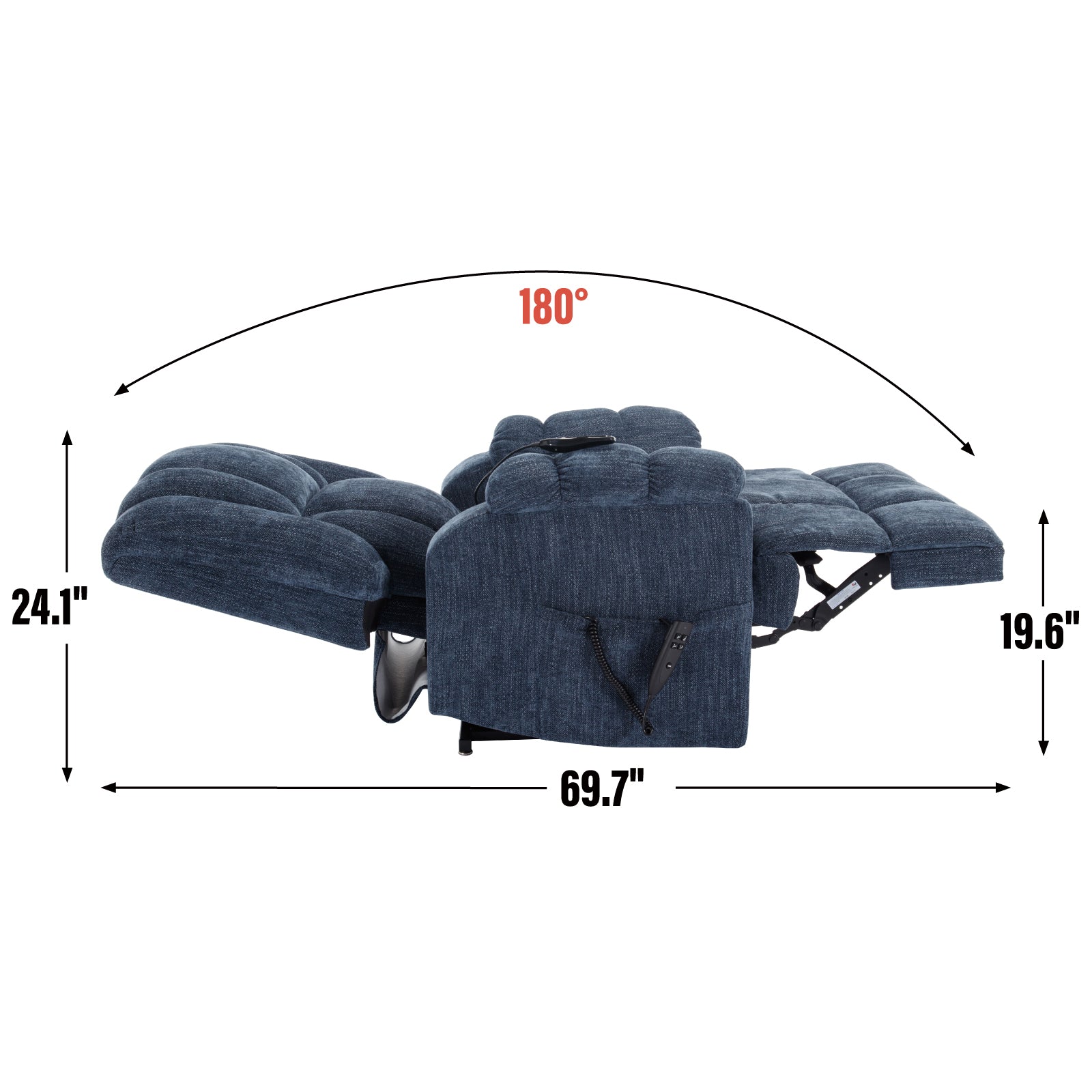 Dual Motor Heat Massage Infinite Position Up to 350 LBS Electric Power Lift Recliners with Power-Remote, Medium-firm and Heavy Duty, Blue - Grand Goldman Shop