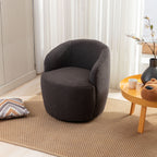 Teddy Fabric Swivel Accent Armchair Barrel Chair With Black Powder Coating Metal Ring,Dark Gray - Grand Goldman Shop