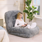 [NEW ARRIVED] [VIDEO PROVIDED] Human Dog Bed,Lazy Sofa,5-Position Adjustable Convertible,Floor Gaming Chair,bedroom, living room,Suitable for gaming, meditation,relaxation,Plush Fabric,Light Gray - Grand Goldman Shop