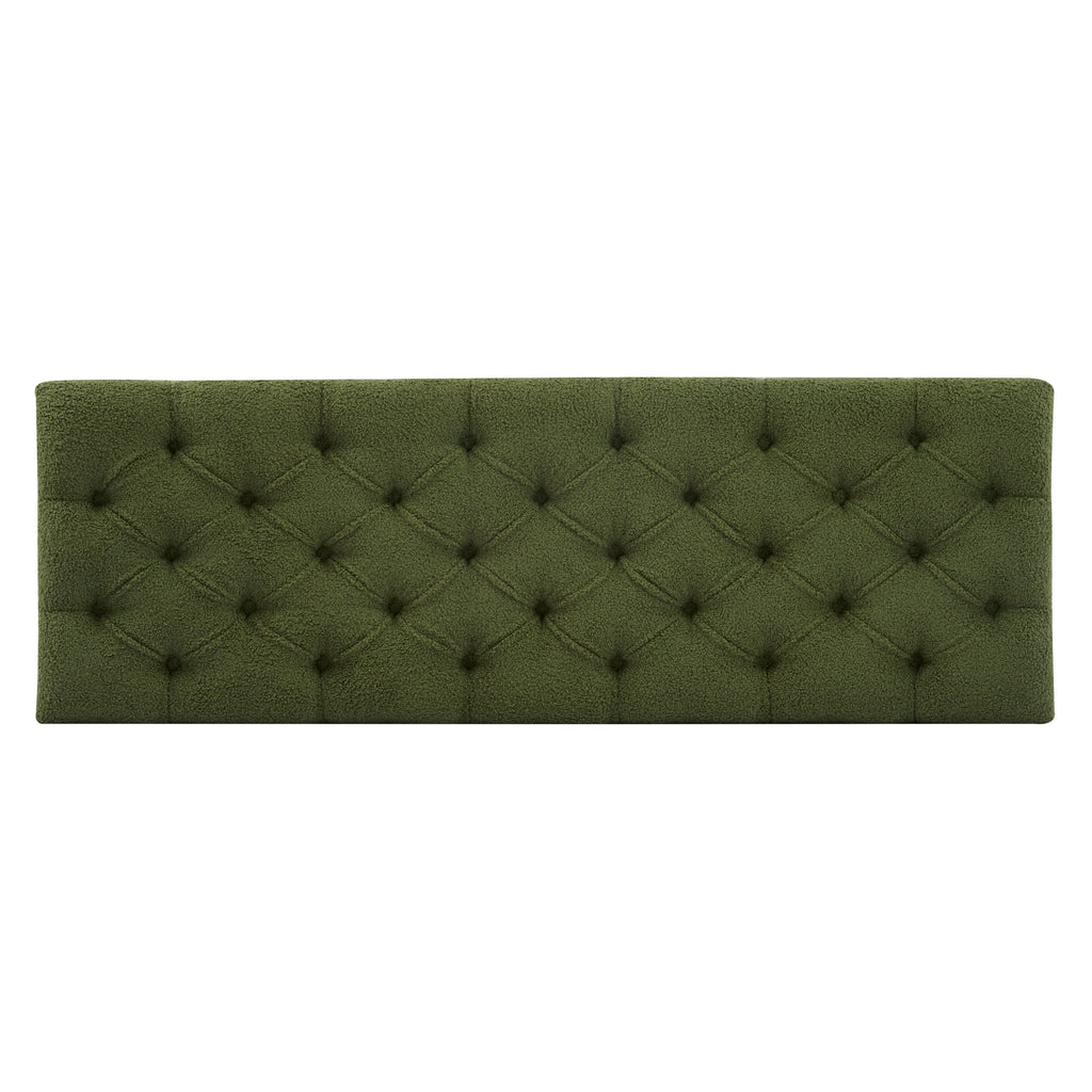Ottoman Bench with Storage, Green Boucle Surface, Rubber Wood Legs, 300 lbs Capacity - Grand Goldman Shop