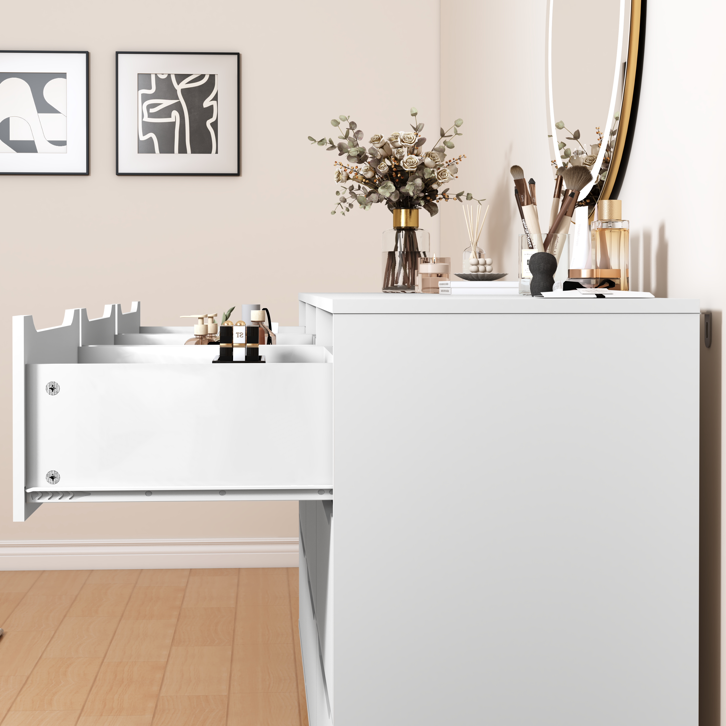 9 Drawer Dresser for Bedroom with Deep Drawers, Large Floor Wood Dressers & Chest of Drawers , Modern White Long Dressers for Closet Living Room - Grand Goldman Shop