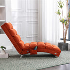 Ergonomic Linen Massage Chaise Lounge with Remote Control, Orange, 5 Modes - Grand Goldman Shop