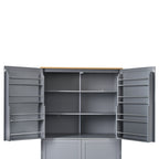 [Assembly Video Provided]TOPMAX 40.2x20x71.3inch High Freestanding Kitchen Pantry Large Cupboard Storage Cabinet with 2 Drawers, 2 Adjustable Shelves, 8 Door Shelves for Kitchen, Dining Room,Gray - Grand Goldman Shop