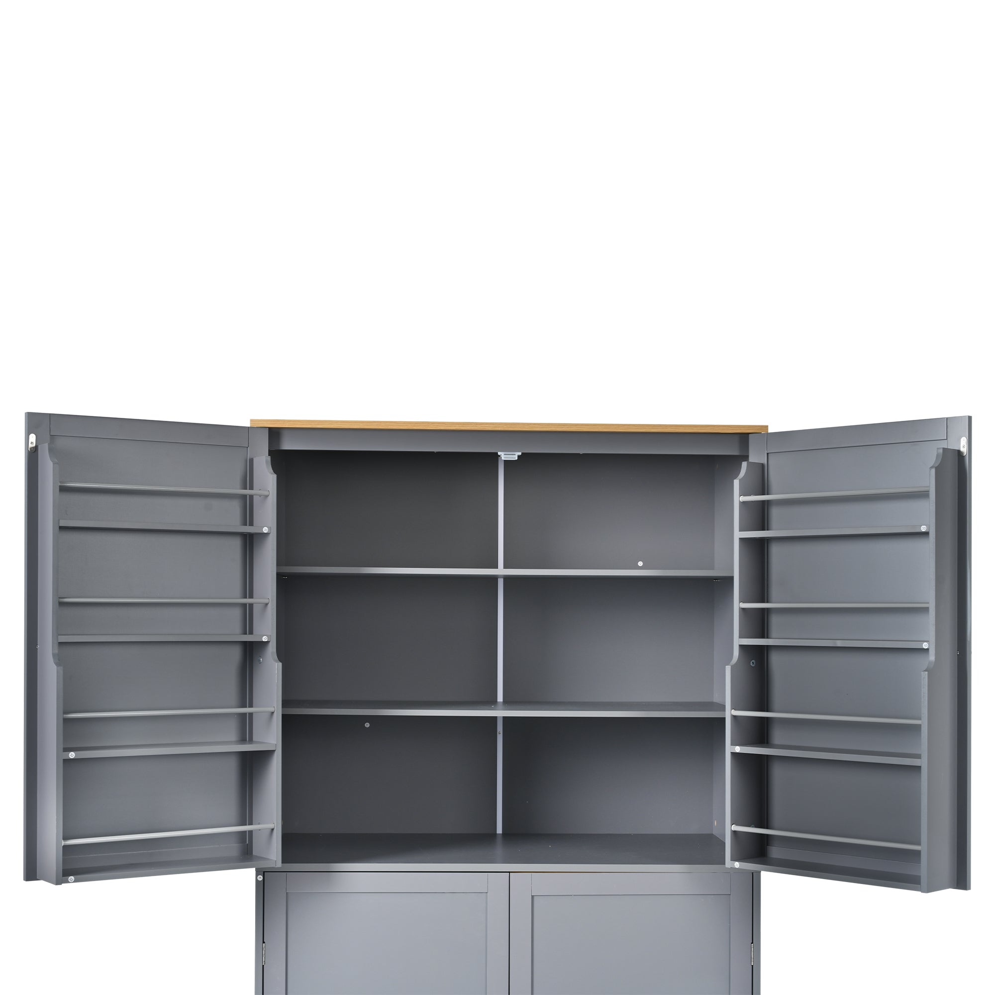 [Assembly Video Provided]TOPMAX 40.2x20x71.3inch High Freestanding Kitchen Pantry Large Cupboard Storage Cabinet with 2 Drawers, 2 Adjustable Shelves, 8 Door Shelves for Kitchen, Dining Room,Gray - Grand Goldman Shop