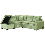 Convertible Sofa Bed Sectional Sofa Sleeper with Storage Ottoman, Green Chenille, 82.67 inches - Grand Goldman Shop
