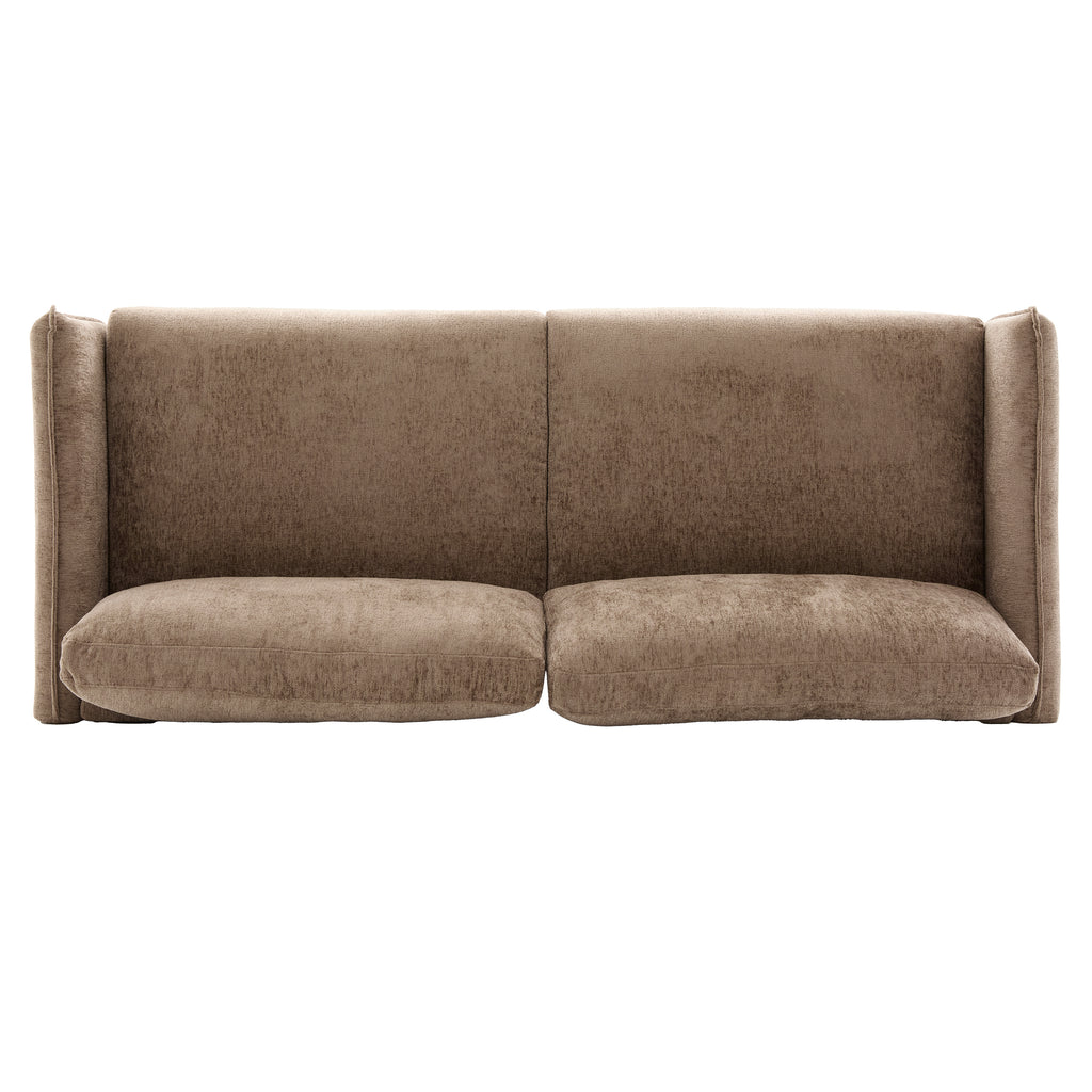 Modern Style Loveseat Sofa 75.75' with Spacious Seating, Brown Chenille Upholstery, Rubber Wood Legs, 2-Seater Couch - Grand Goldman Shop