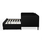 Black Velvet Upholstered Platform Bed Frame with 2 Storage Drawers and Adjustable Sofa Bed, Full Size - Grand Goldman Shop