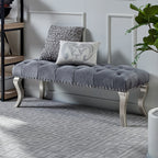 Decor Maxem Tufted Fabric Upholstered Bench Nailhead Trim , Gray - Grand Goldman Shop