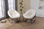 Outdoor Rattan Rocking Chair,Padded Cushion Rocker Recliner Chair Outdoor for Front Porch, Living Room, Patio, Garden, White - Grand Goldman Shop