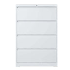 Stylish 4 Drawer Lateral File Cabinet, Heavy Duty Metal Filing Cabinet, 35.4 Inch Wide Locking File Cabinet for Home Office, 