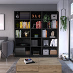 Luetz 3 Piece Home Bookcase set, 67' Wide with 15 Shelves ,  Living Room Set Set  Black - Grand Goldman