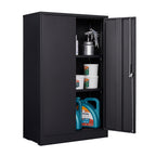 Black Metal Storage Cabinet with Locking Doors and Adjustable Shelf, Folding Filing Locker for Home Office, School, Garage, S