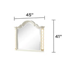 Jasmine Queen 5 Pc LED Bedroom Set in Beige made with Wood and Gold Accents - Grand Goldman Shop