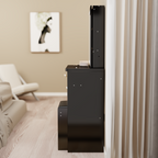 29.2' Small Space Left Bedside Cabinet Vanity Table + Cushioned Stool, Extra Large Right sliding mirror, Multi Layer High Capacity Storage, Practical Fashionable Dresser, Suitable For Small Space - Grand Goldman Shop