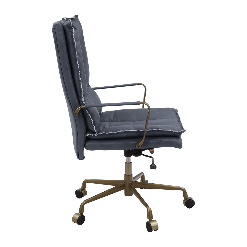 Tinzud Gray Leather Office Chair | Premium Home Decor - Grand Goldman