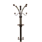 73' Tall Chrome and Wood Coat Rack, Espresso finish - Grand Goldman Shop