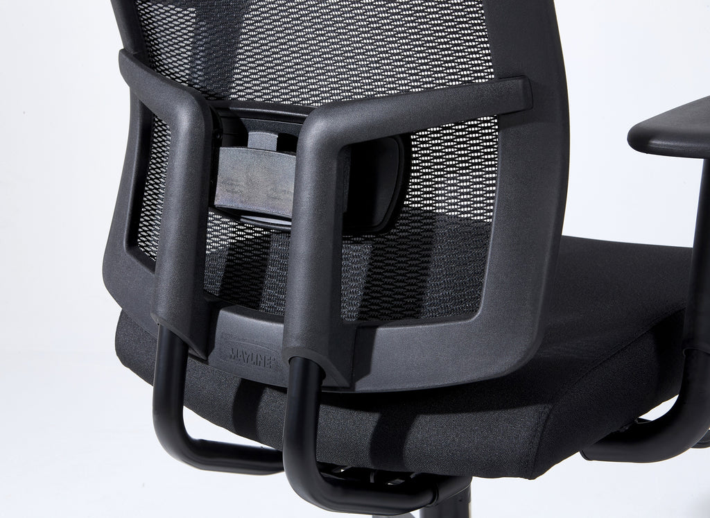 Complus Polyester Seat Pro Ergonomic High Back Office Task  Mesh Chair 27'H in Black Color With Arms - Grand Goldman