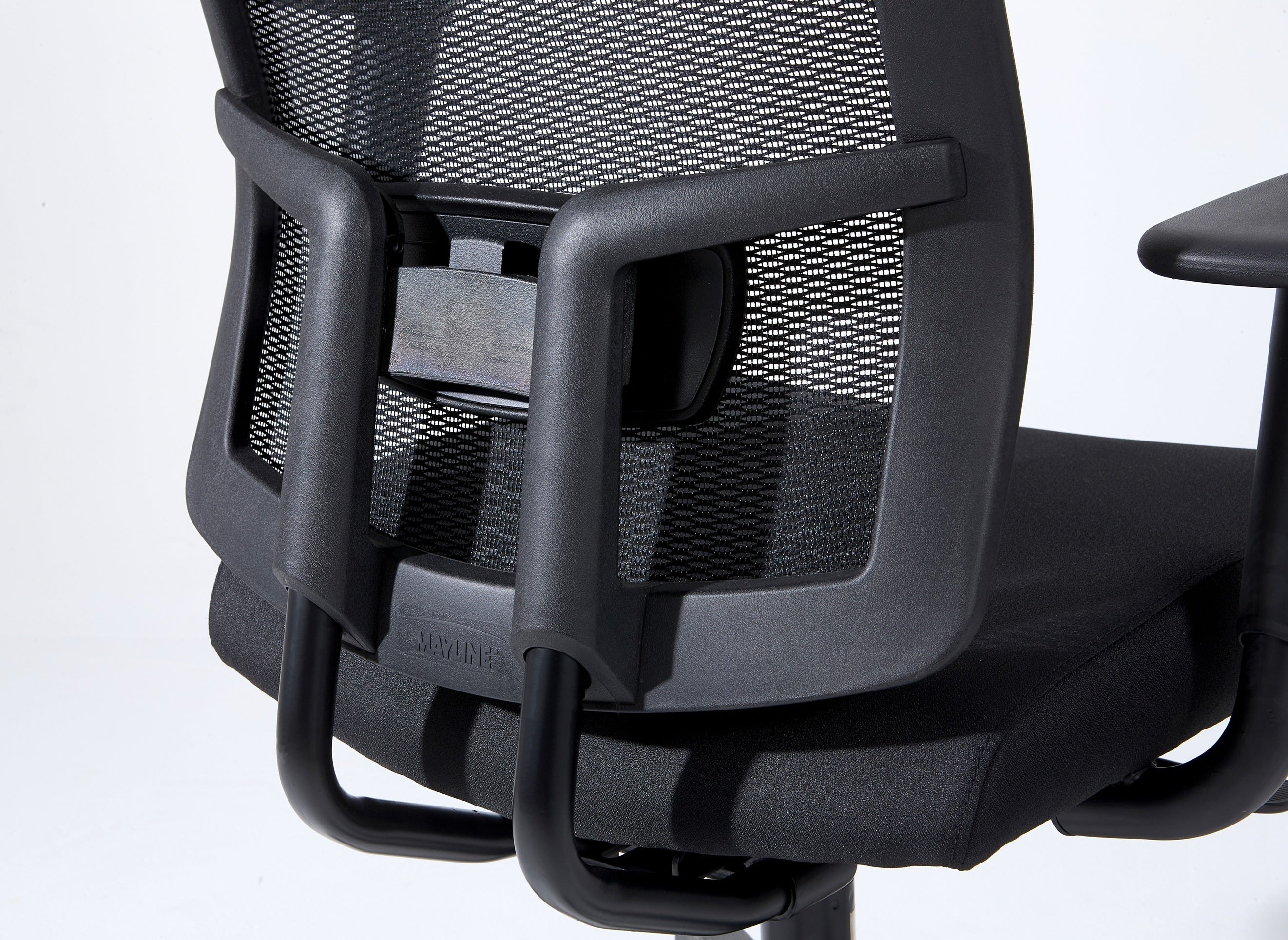 Complus Polyester Seat Pro Ergonomic High Back Office Task  Mesh Chair 27'H in Black Color With Arms - Grand Goldman