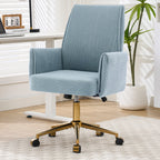 Ergonomic Mid-Back Office Chair with Striped Corduroy Fabric, Blue, Designed for Work, Study, and Relaxation | Premium Home D