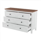 3-Pieces Bedroom Sets Full Size Farmhouse Platform Bed with Double Sliding Door Storage Headboard and Charging Station, Storage Nightstand and Dresser, White+Brown(Old SKU HL000091AAK) - Grand Goldman Shop